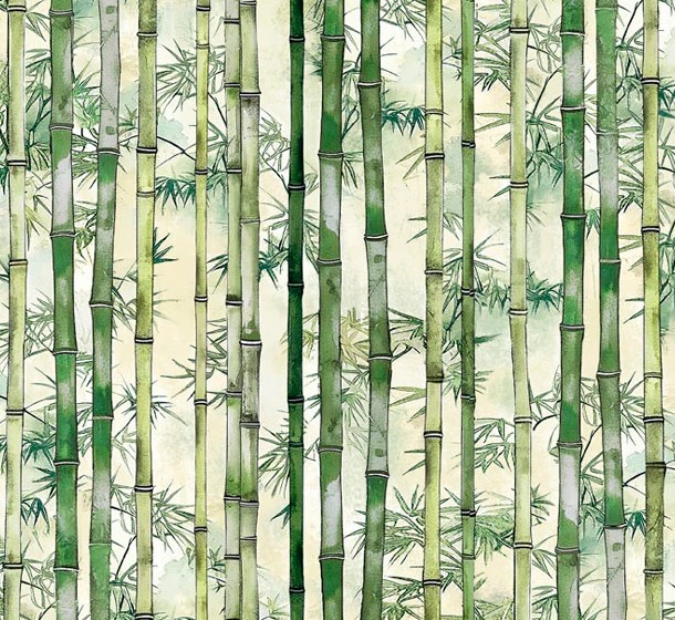 Koi Pond Bamboo Stripe Green by Clint Eagar for P&B Textiles