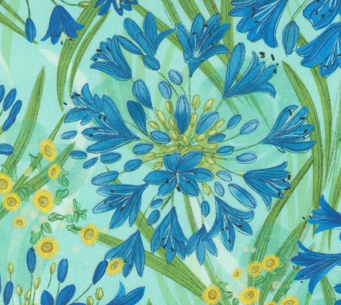 Serena Shores Agapanthus Aqua by Robin Pickens for Moda Fabrics