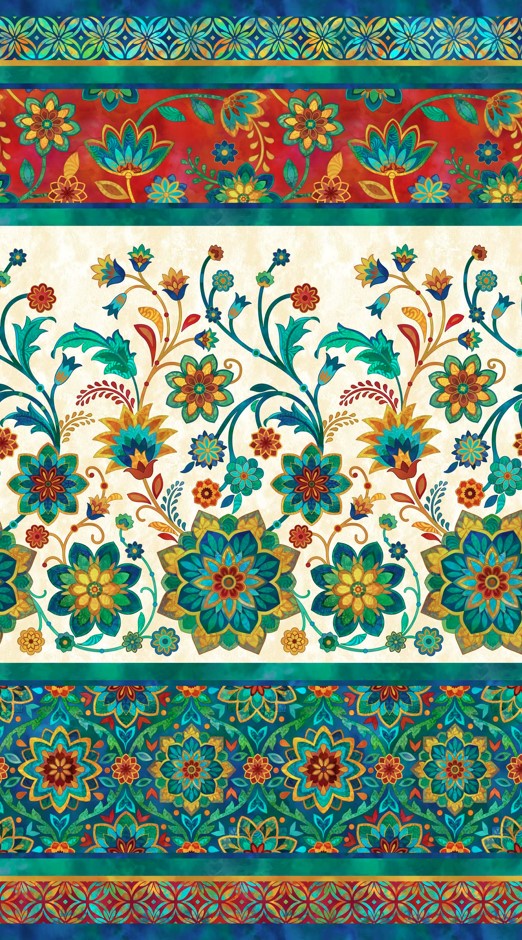 Boho Blooms Floral Border by Deborah Edwards for Northcott