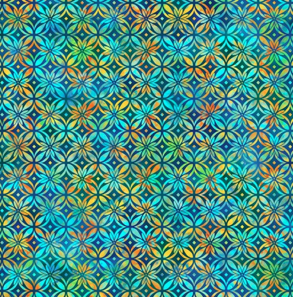 Boho Blooms Large Grid Navy by Deborah Edwards for Northcott Fabrics