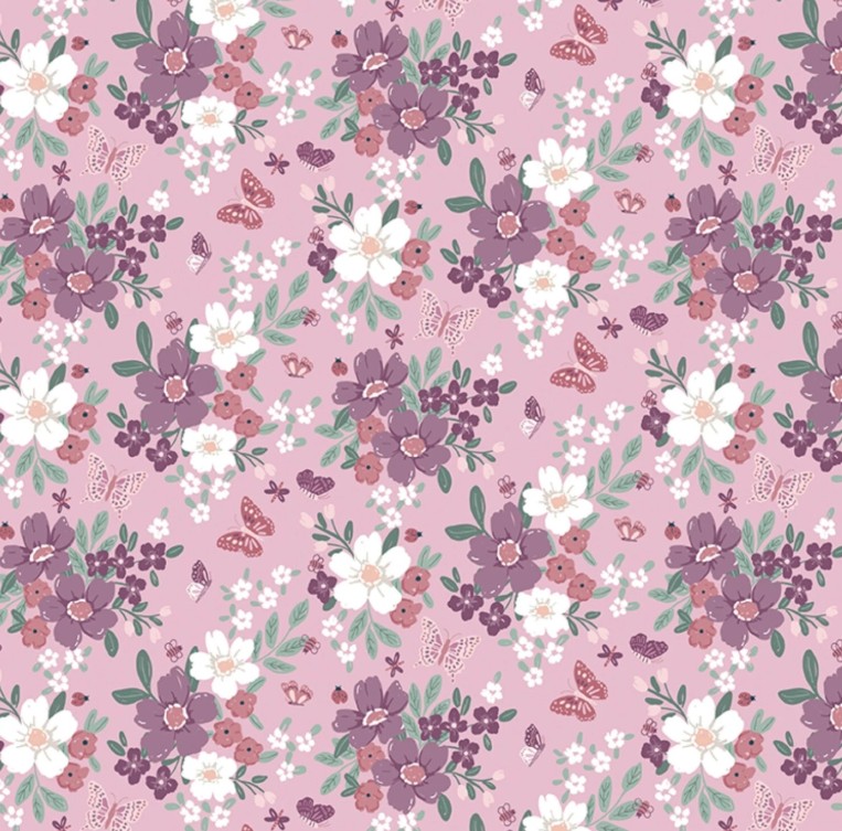 Buds & Butterflies Main Mauve by Cayla Naylor for Riley Blake Designs
