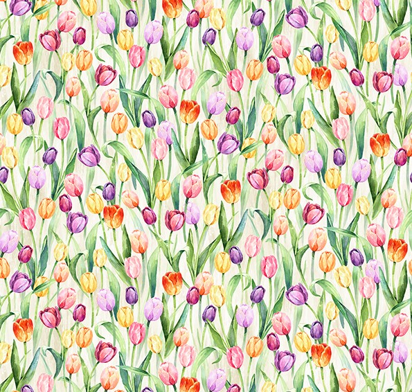 Easter Wonder Tulips Vanilla from Hoffman Fabrics