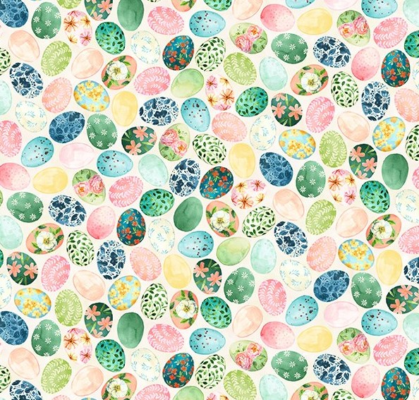 Easter Wonder Eggs Vanilla from Hoffman Fabrics