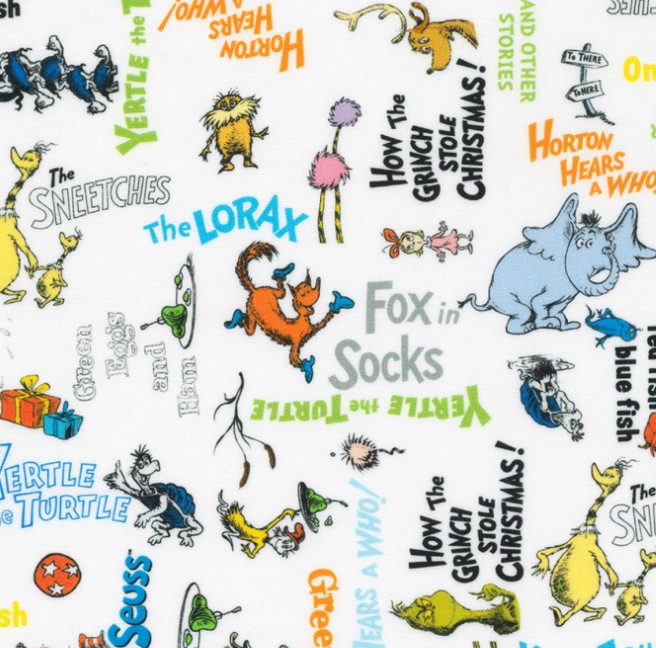 Celebrate Seuss Seuss Characters Celebration by Dr. Seuss Enterprises for Robert Kaufman Fabrics