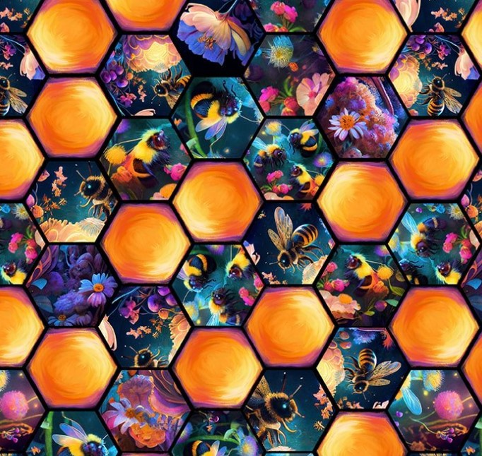 Night Garden Bees Yellow by JK Stewart for Blank Quilting