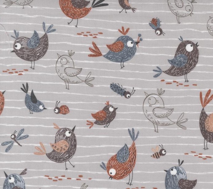 Chirp Friends Dove by Elena Amo for Moda Fabrics