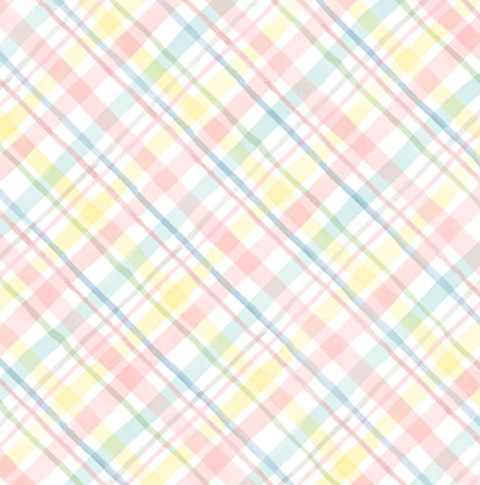 Bunnies & Blooms Pastel Plaid by Leslie Trimbach for P&B Textiles