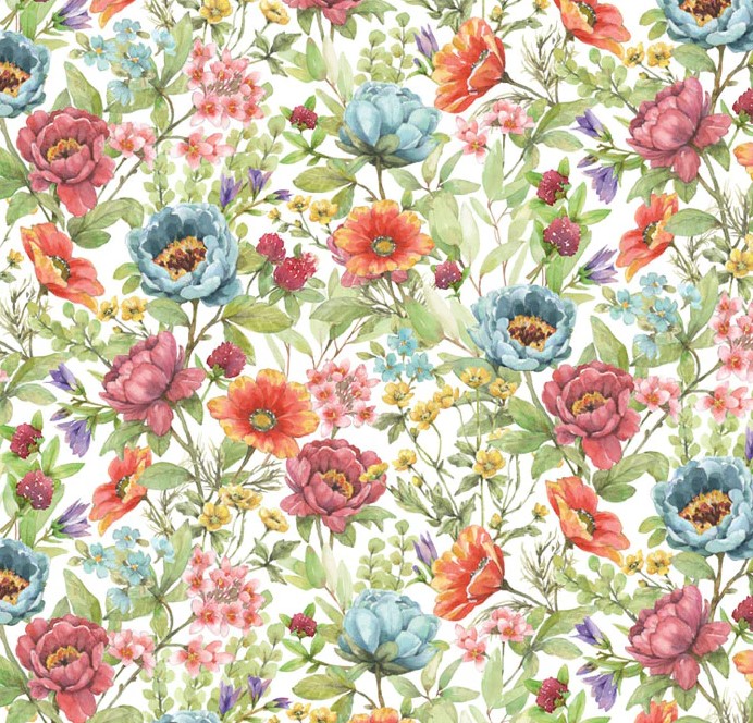 Bunnies & Blooms Flower Field by Leslie Trimbach for P&B Textiles