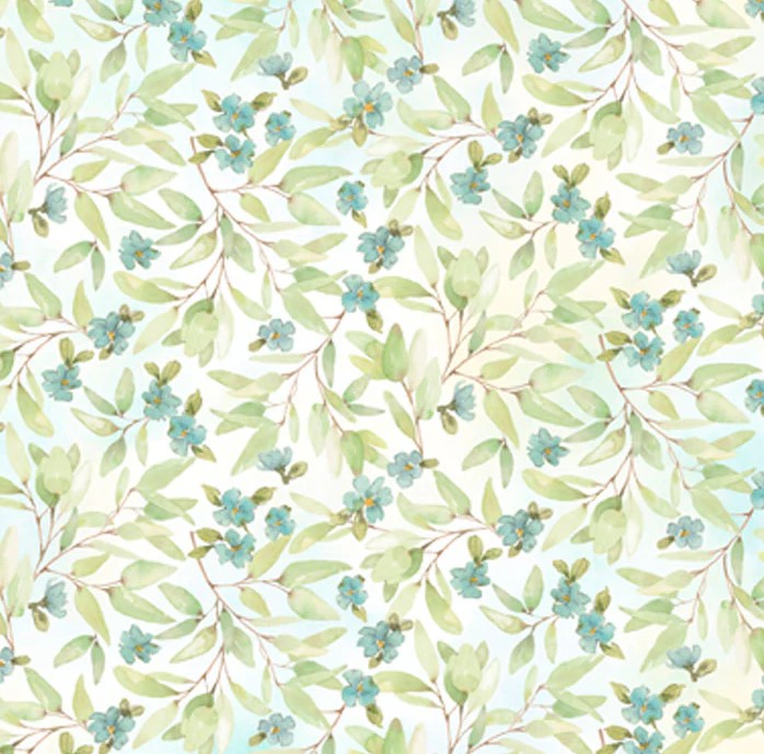 Bunnies & Blooms Flower Garden Blue by Leslie Trimbach for P&B Textiles