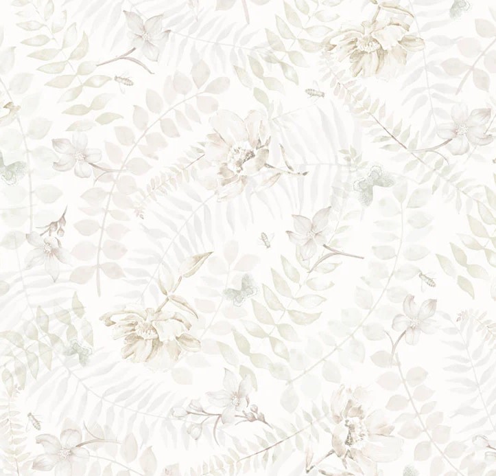 Indigo Songs Leaves White by Lynam Clough for P&B Textiles