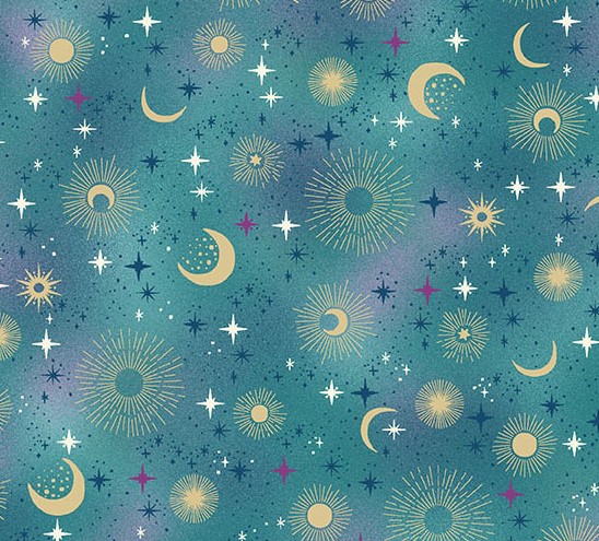 Luna Constellation Teal by Makower UK for Andover Fabrics