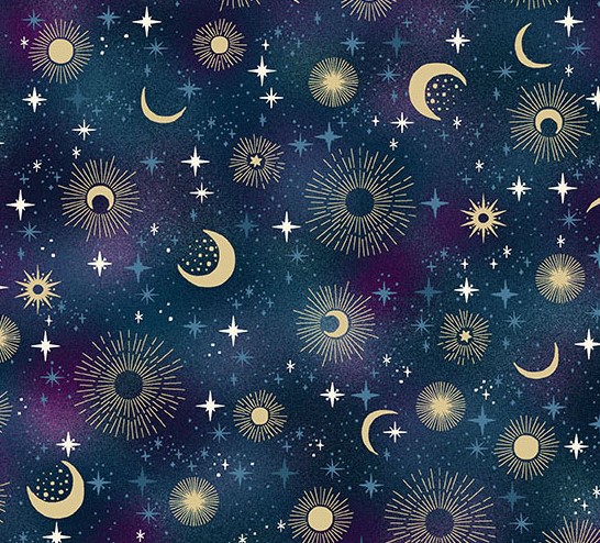 Luna Constellation Blue by Makower UK for Andover Fabrics