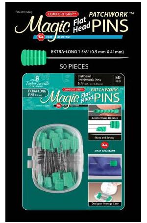 Magic Pins Flathead Patchwork Extra Long 50pc