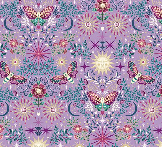 Luna Night Garden Purple by Makower UK for Andover Fabrics