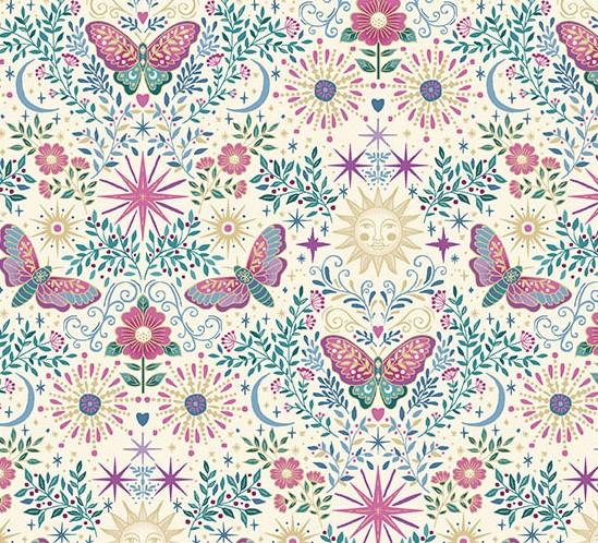 Luna Night Garden Cream by Makower UK for Andover Fabrics