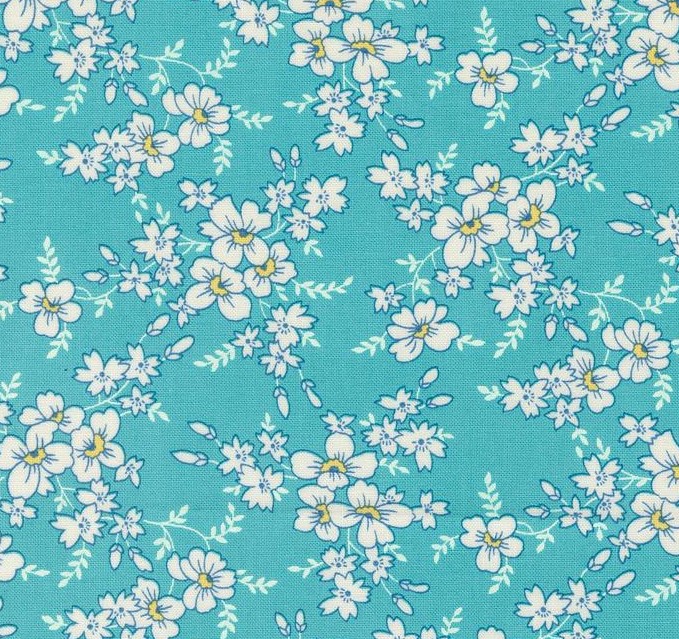 Time and Again Roundtop Florals Aqua by Linzee McCray for Moda Fabrics