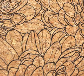 Cork Fabric Floral Outline 18" x 15" by Belagio