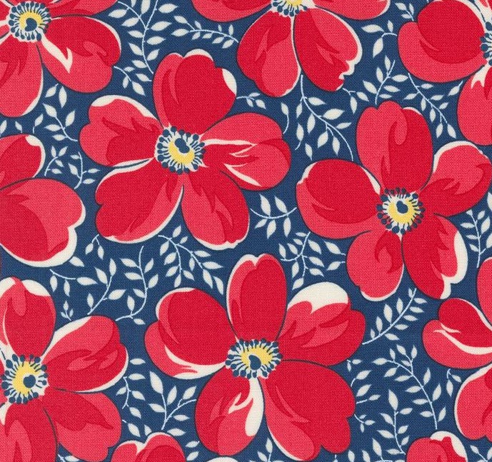 Time and Again Viola Florals Indigo by Linzee McCray for Moda Fabrics