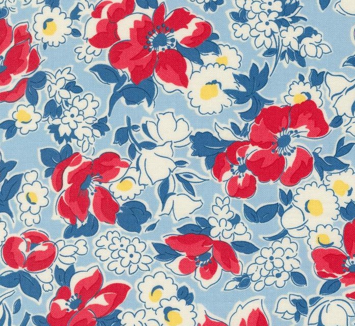 Time and Again Cheerful Florals Sky by Linzee McCray for Moda Fabrics