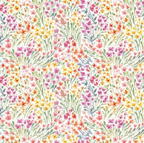 Easter Wishes Wildflowers White by Silas M. Studio for Blank Quilting