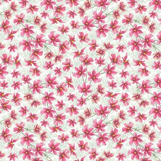 Easter Wishes Small Floral Pink by Silas M. Studio for Blank Quilting