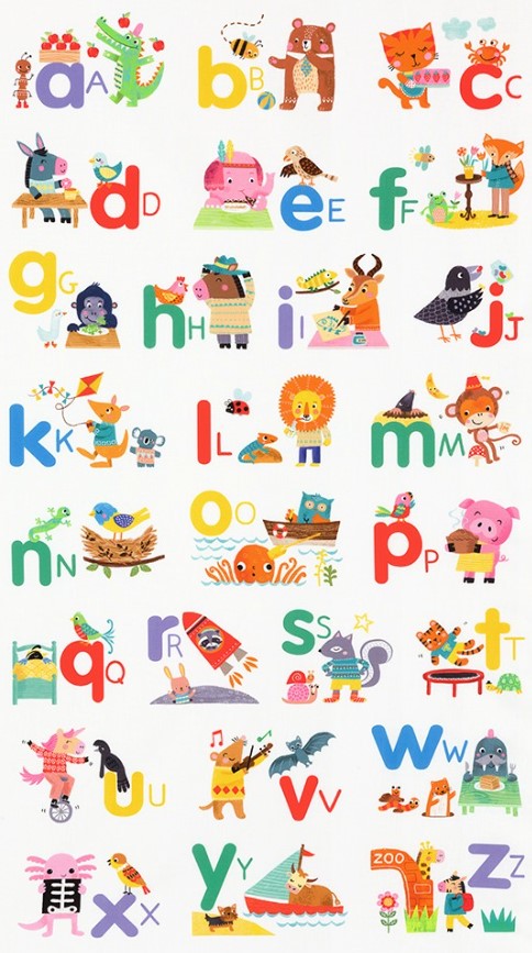 Fun-2-3 ABC Panel by Louise Anglicas for Robert Kaufman Fabrics