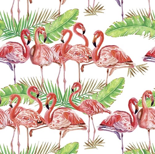 Flock Star Flamingo Flocks White by Lucca Sheppard for Blank Quilting