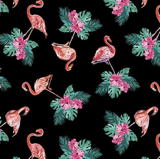 Flock Star Mini Flamingo Black by Lucca Sheppard for Blank Quilting