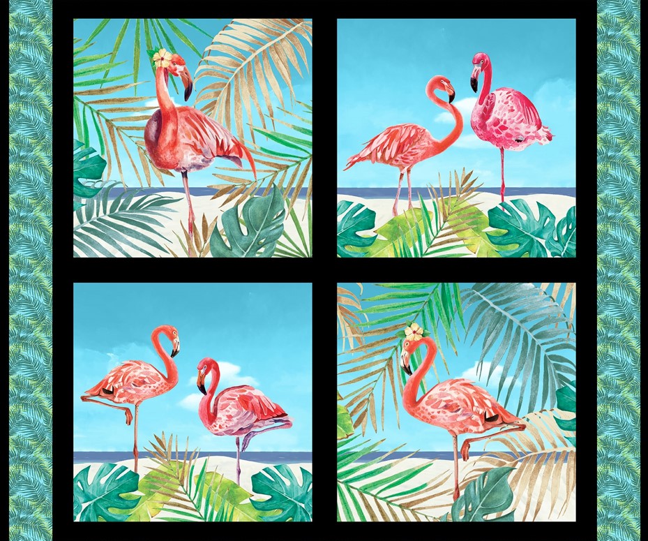 Flock Star Flamingo Pillow Panel by Lucca Sheppard for Blank Quilting