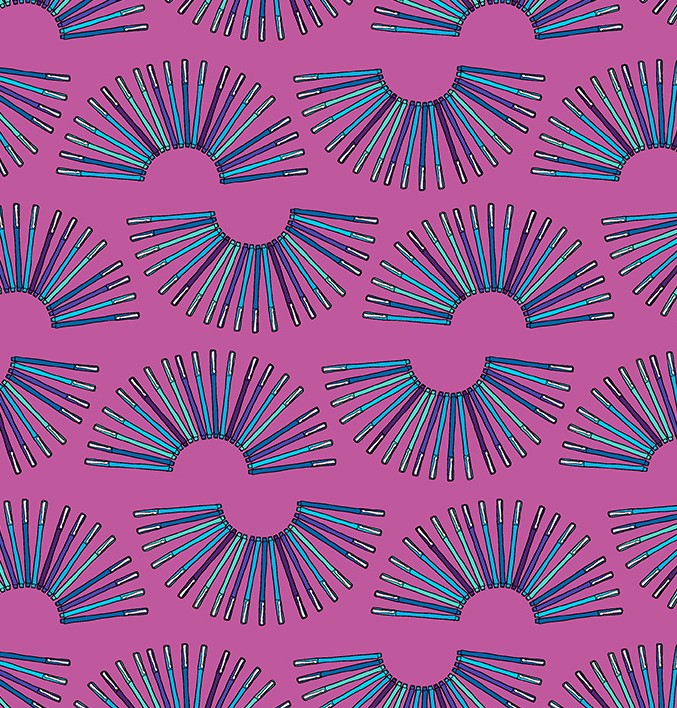 Pen Pals Mr. Pen Orchid by Heather Givens for Windham Fabrics