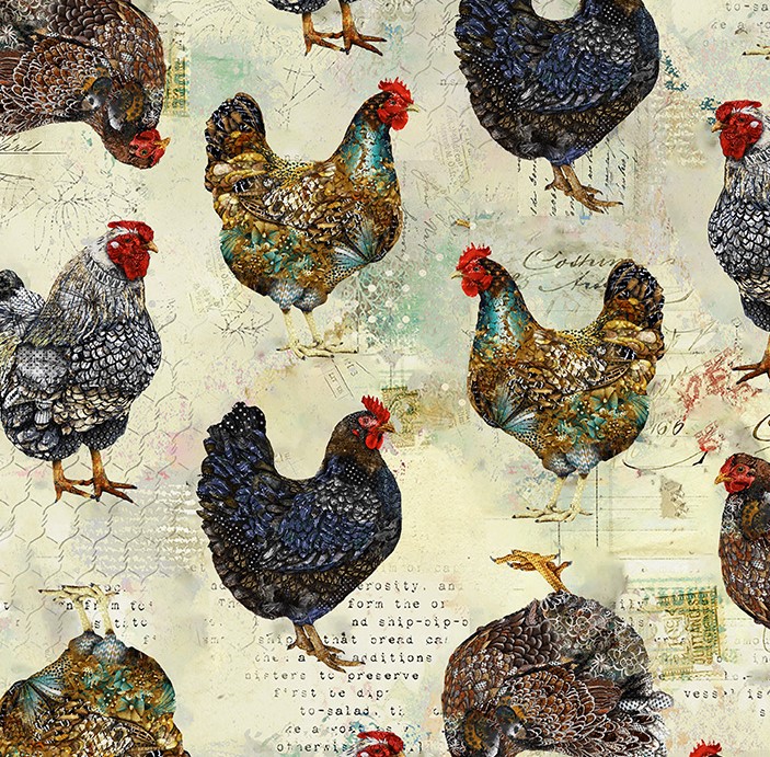 Boho Chicks Rustic Chickens by Whistler Studios for Windham Fabrics