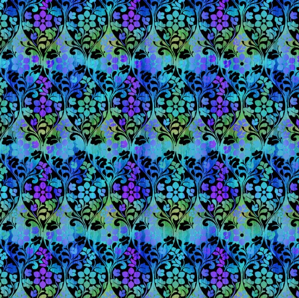 Vivid Ogee Blue by Jason Yenter for In The Beginning Fabrics