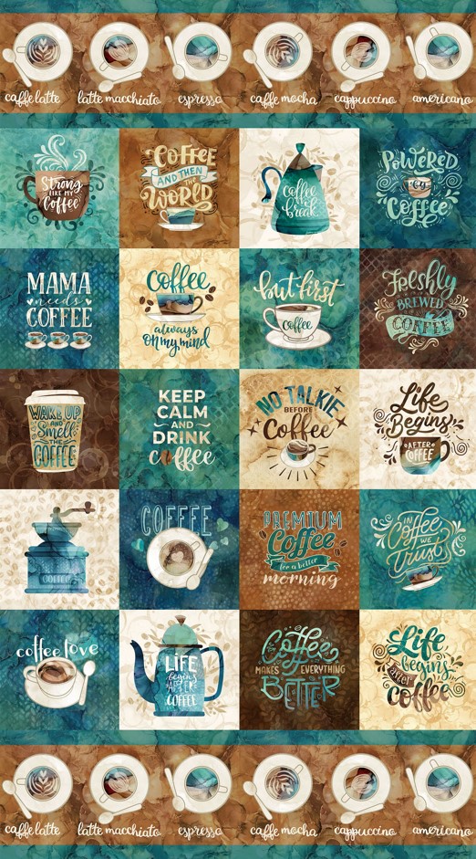 Barista Blocks Light Teal by Deborah Edwards & Melanie Samra for Northcott Fabrics
