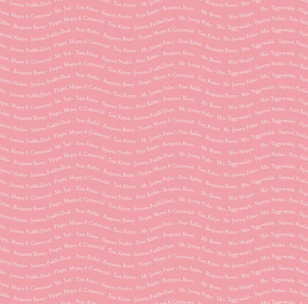 Peter Rabbit & Friends Text Sugar Pink by Beatrix Potter for Riley Blake Designs