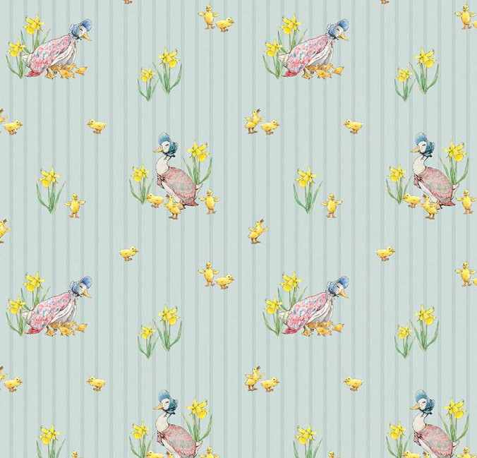 Peter Rabbit & Friends Duck Stripe Blue by Beatrix Potter for Riley Blake Designs