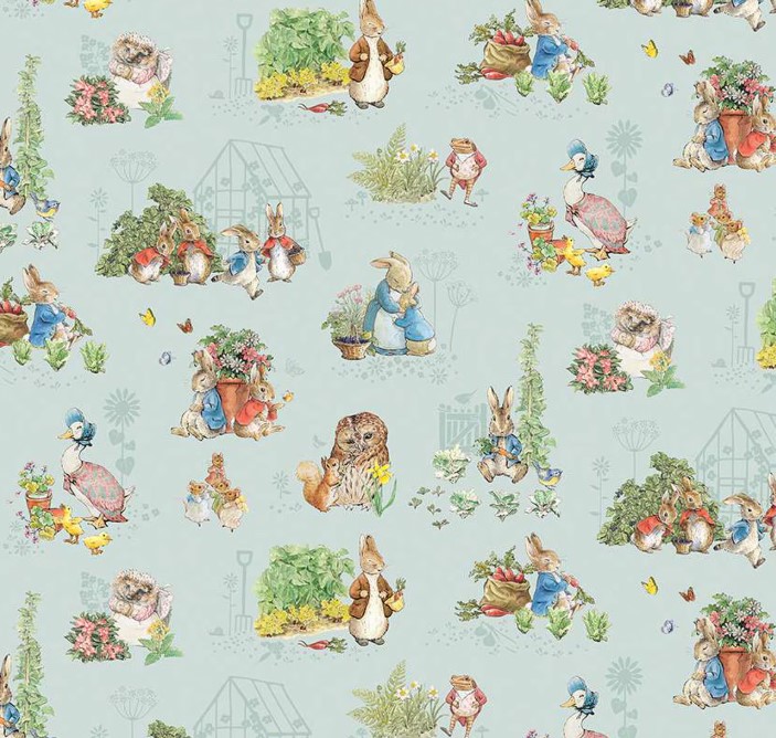 Peter Rabbit & Friends Characters Blue by Beatrix Potter for Riley Blake Designs