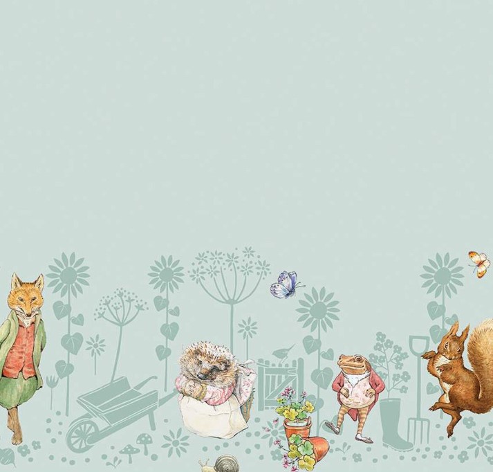 Peter Rabbit & Friends Border Print Blue by Beatrix Potter for Riley Blake Designs