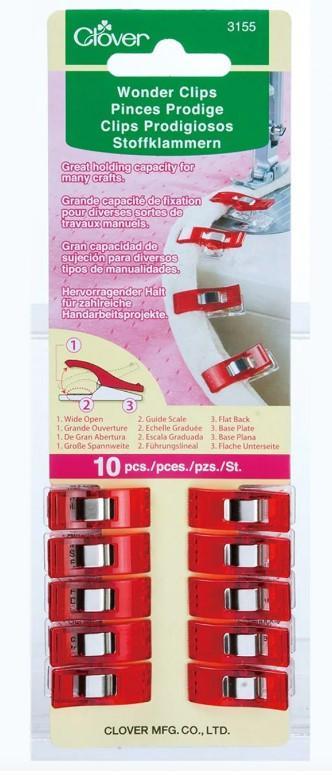 Wonder Clips in Red from Clover, 10 Pack