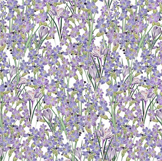 Spring Garden Floral Purple by Katie Pertiet for Clothworks