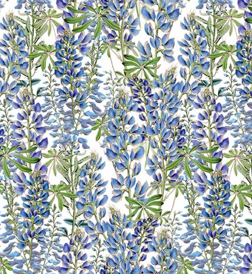 Spring Garden Lupines Blue by Katie Pertiet for Clothworks