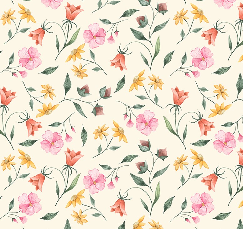 Petal Pixies Pretty Sprigs Ivory by Whistler Studios for Windham Fabrics
