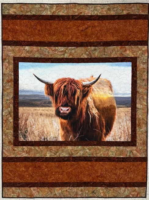 Highland Cow Quilt featuring Hoffman Batiks