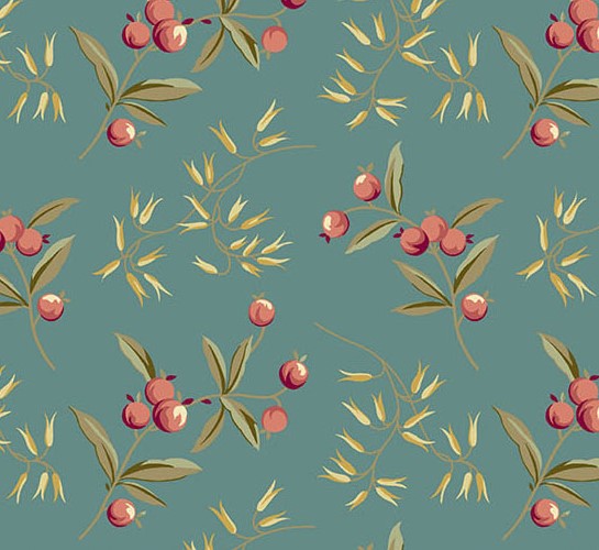 Dahlia Coralberry Sage by Laundry Basket Quilts for Andover Fabrics