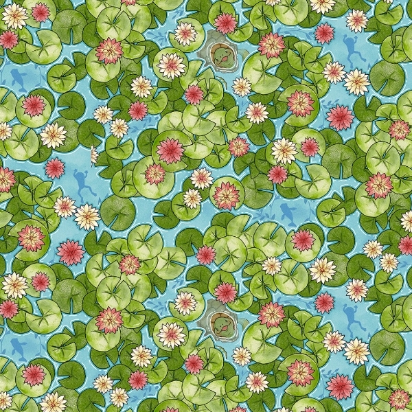 River Romp Lily Pads Allover Green by Sharon Kuplack for Henry Glass