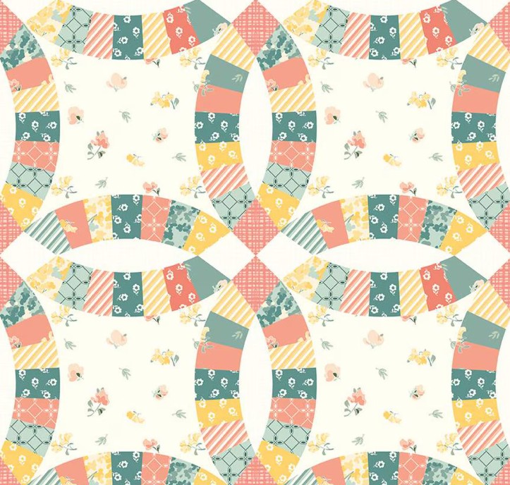 New Beginnings Double Wedding Ring Cheater Print Cream by Sandy Gervais for Riley Blake Designs