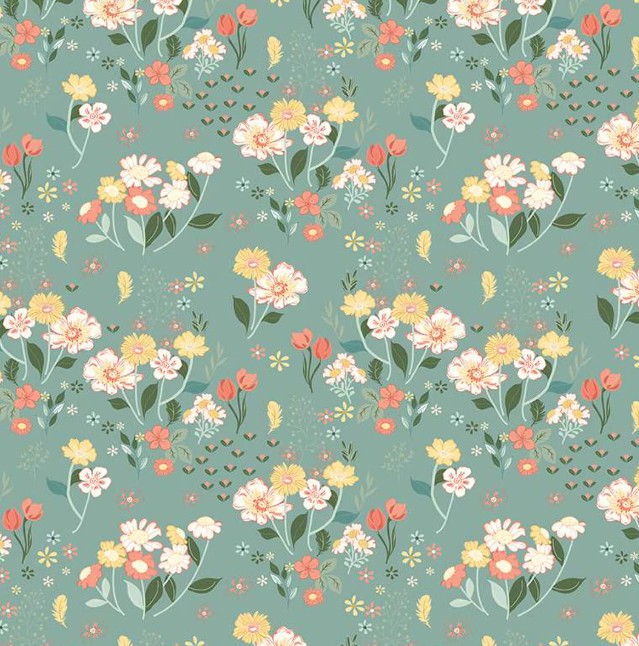New Beginnings Floral Teal by Sandy Gervais for Riley Blake Designs