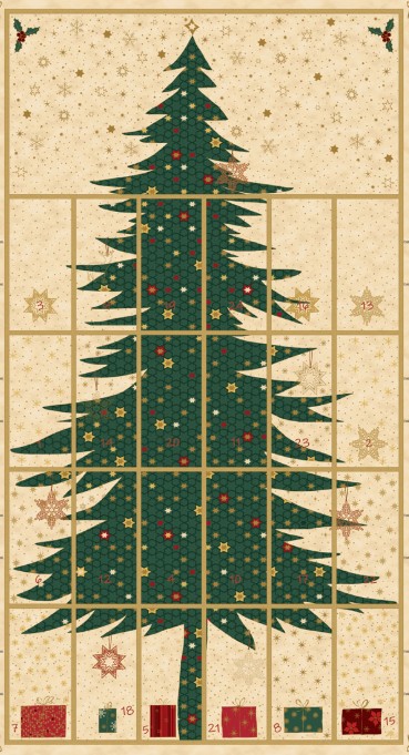 Star Sprinkle Christmas Calendar Tree Panel Gold from Stof Fabrics