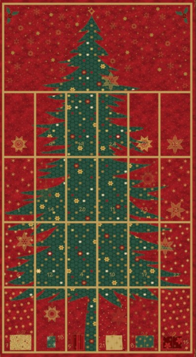 Star Sprinkle Christmas Calendar Tree Red from Stof Fabrics