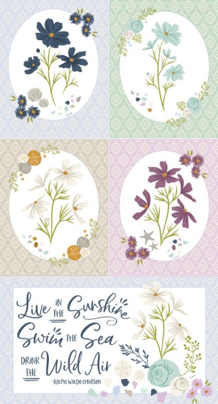 Seaglass Summer Floral Panel by Sweetfire Road for Moda Fabrics