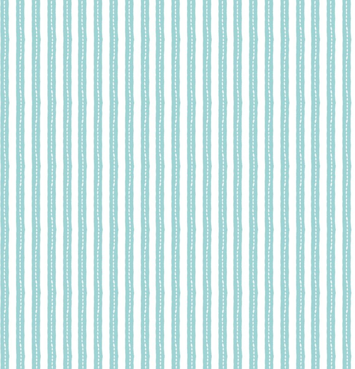 Berry Sweet Digital Stitchy Stripe Aqua by Heatherlee Chan for Clothworks